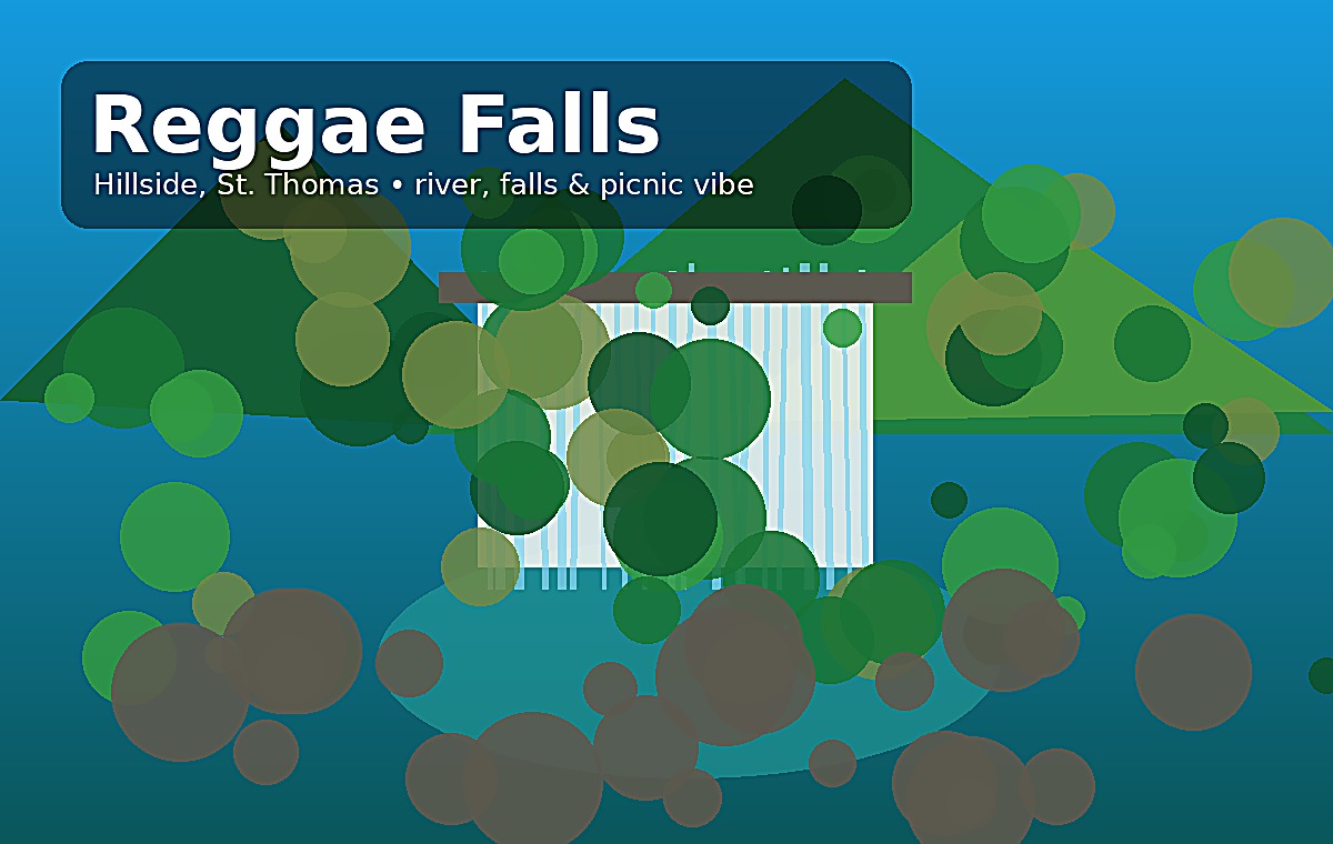 Water flowing over Reggae Falls in St. Thomas Jamaica