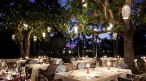 Outdoor restaurant terrace setup